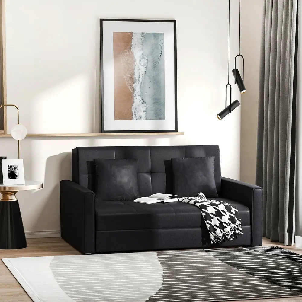 Bäddsoffa 2-Sits Soffa Kolgrå 152 x 101 x 81 cm