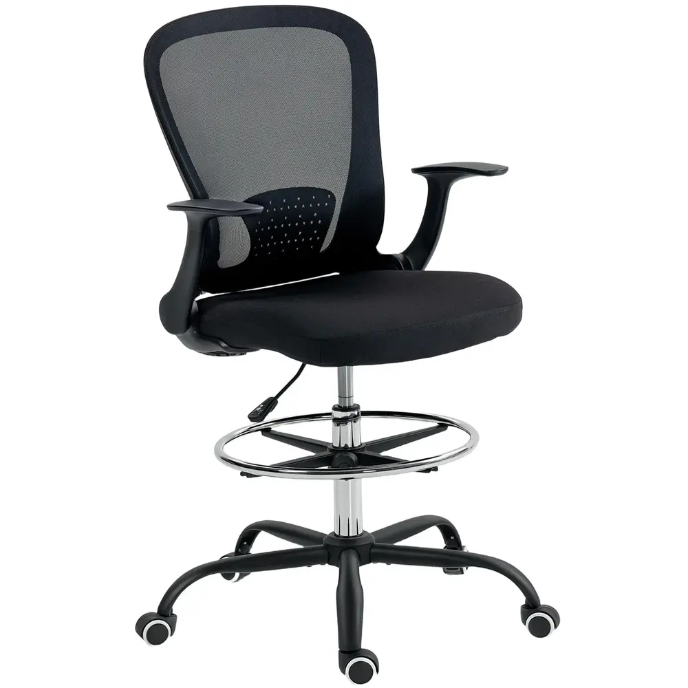 Kontorsstol Hög Svart Tyg och Plast för 62x59x119 Cm