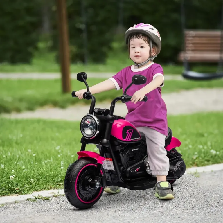Elmotorcykel Elbil för Barn Rosa av Metall och Plast