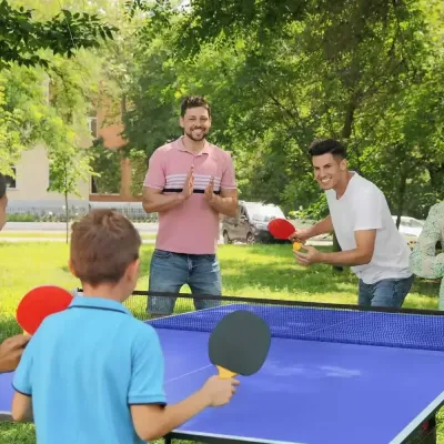 Bordtennisbord Pingisbord Blå av MDF och Metall för Fritid