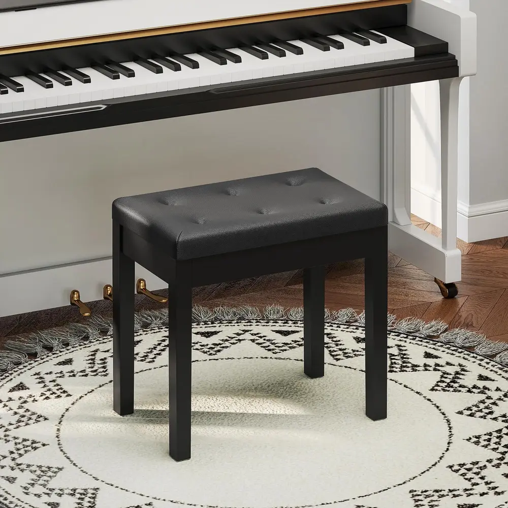 Pianobänk i Konstläder med Quiltade Knappar