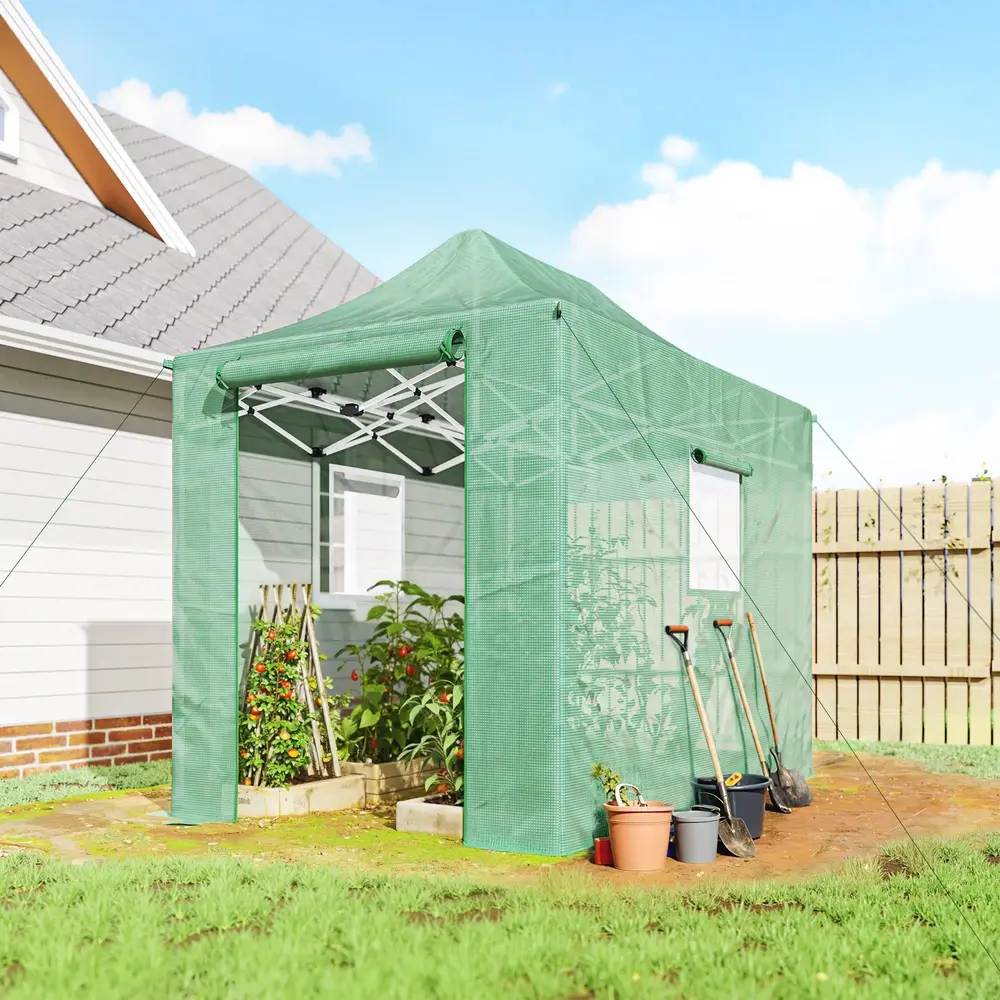 Växthus Pop-Up Grön PE-Plast Hopfällbart 300x200x270 Cm