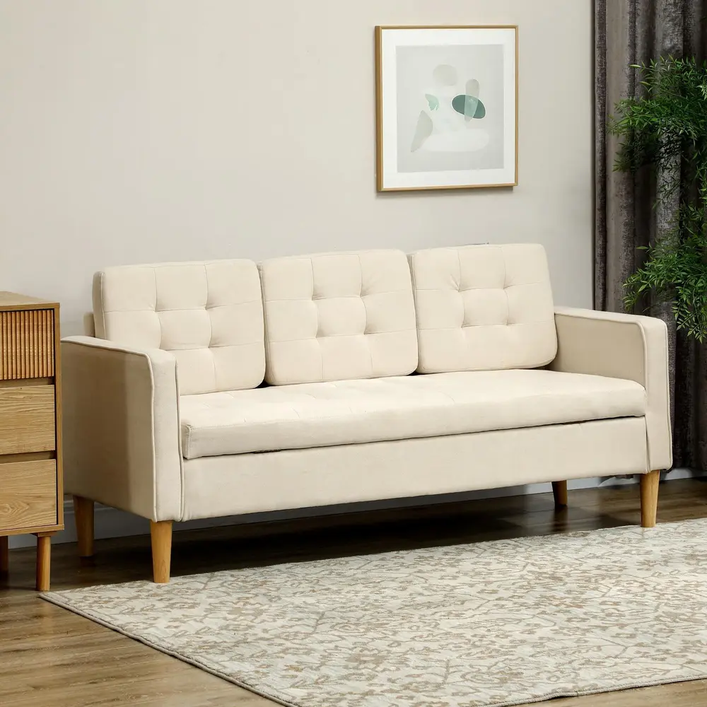 Soffa 3-Sits Soffa Krämvit 166,5 x 62 x 82 Cm