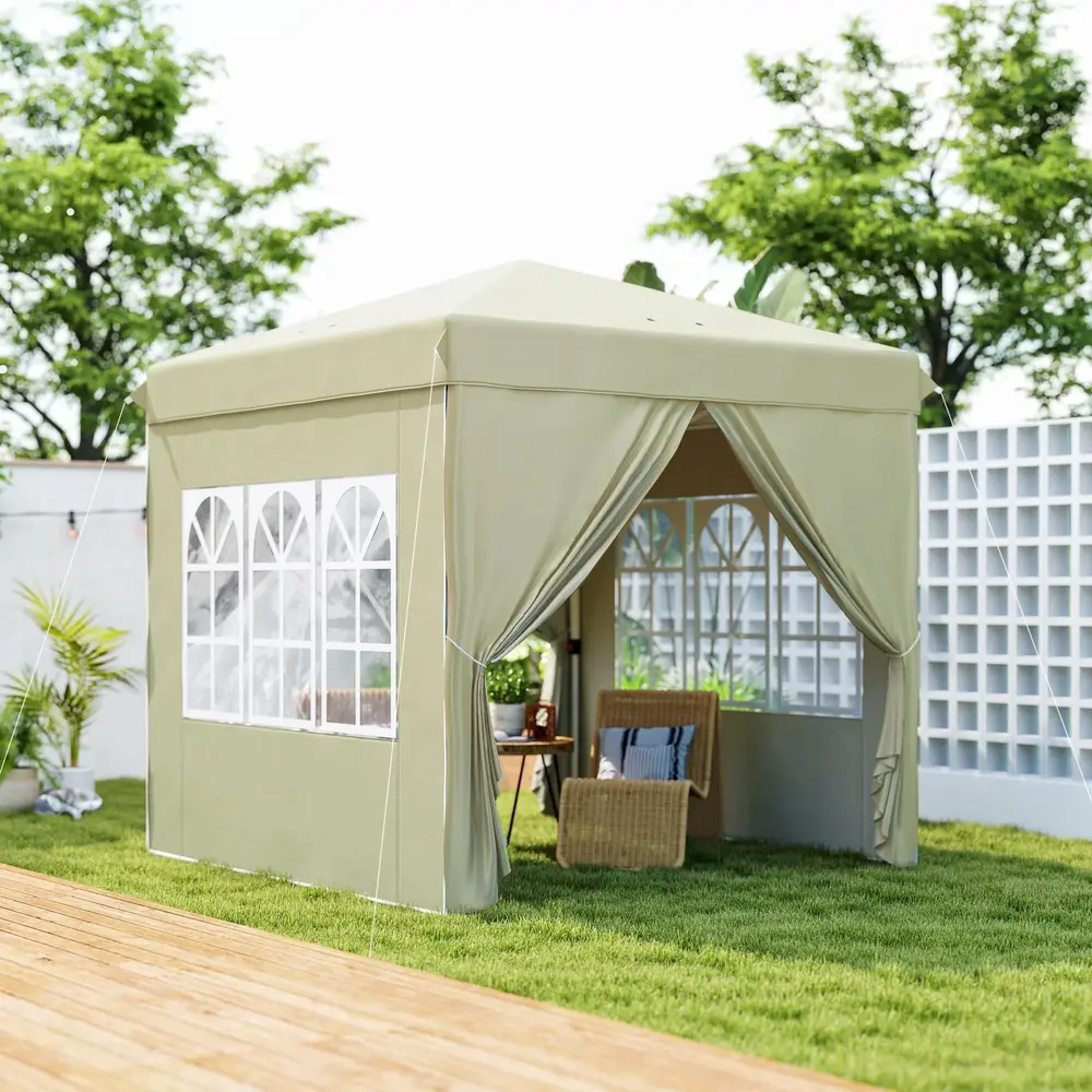 Lusthus Partytält Pop-Up Paviljong Krämvit 2,5 x 2,5 M