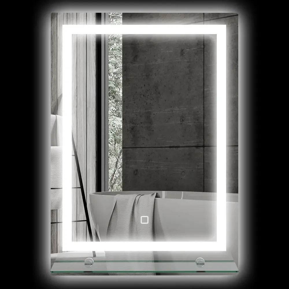 Badrumsspegel Väggspegel Silver av Glas 50 x 70 Cm