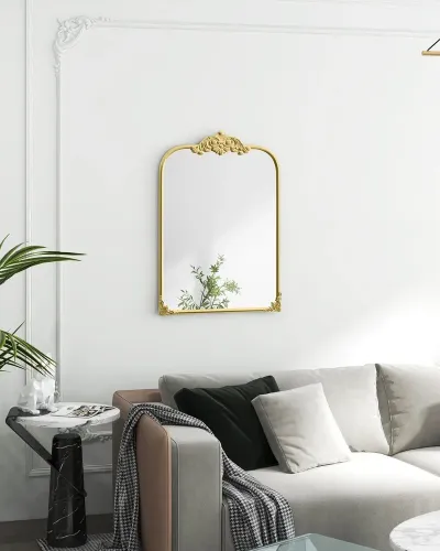 Väggspegel Badrumsspegel Guld av Metall och Glas 60 x 87 cm