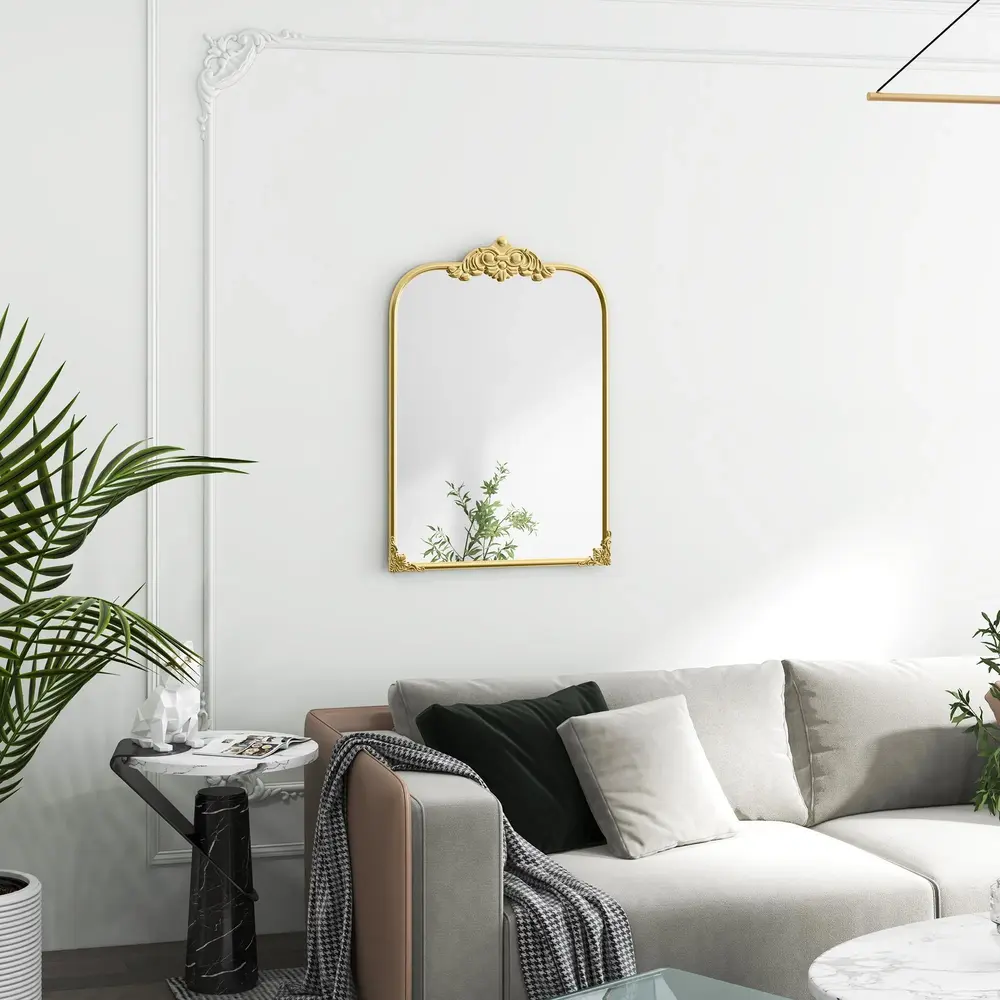 Väggspegel Badrumsspegel Guld av Metall och Glas 60 x 87 Cm