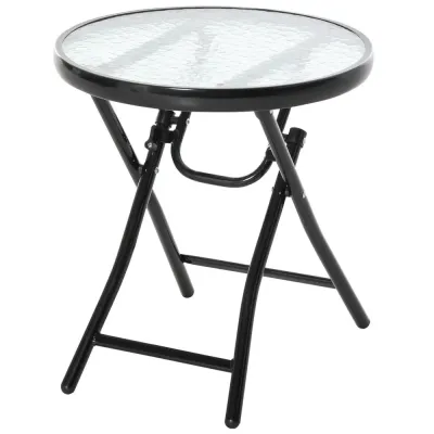Trädgårdssidobord Bistrobord med Glasskiva Rund Ø45 cm