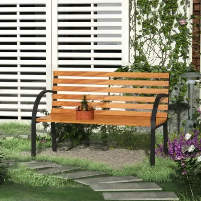 Parkbänk Stål och Furuträ 2 Personer 122 x 60 x 83 cm
