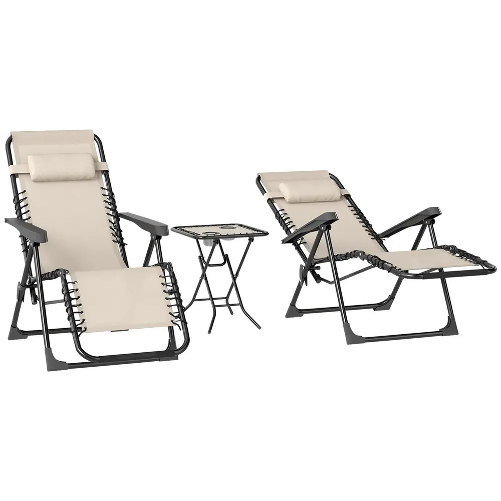 Solstol Trädgårdsstolar Set Om 3 Beige 90 x 56 x 110 Cm