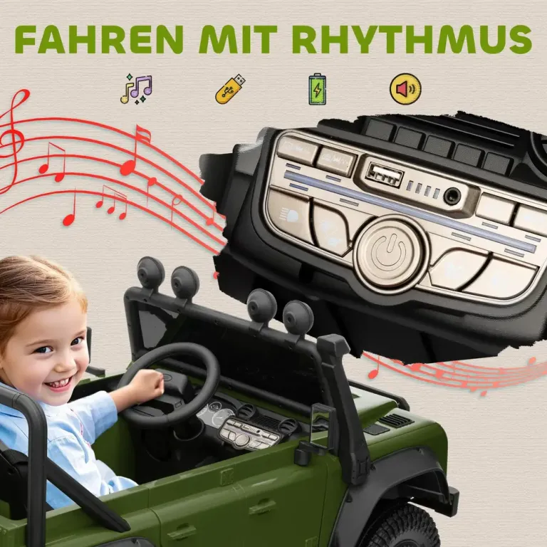 Elbil för Barn 12 v med Fjärrkontroll Musikfunktion Horn