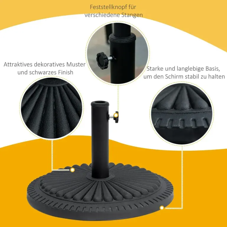 Rund Parasollfot i Cement Parasollstativ 49 cm