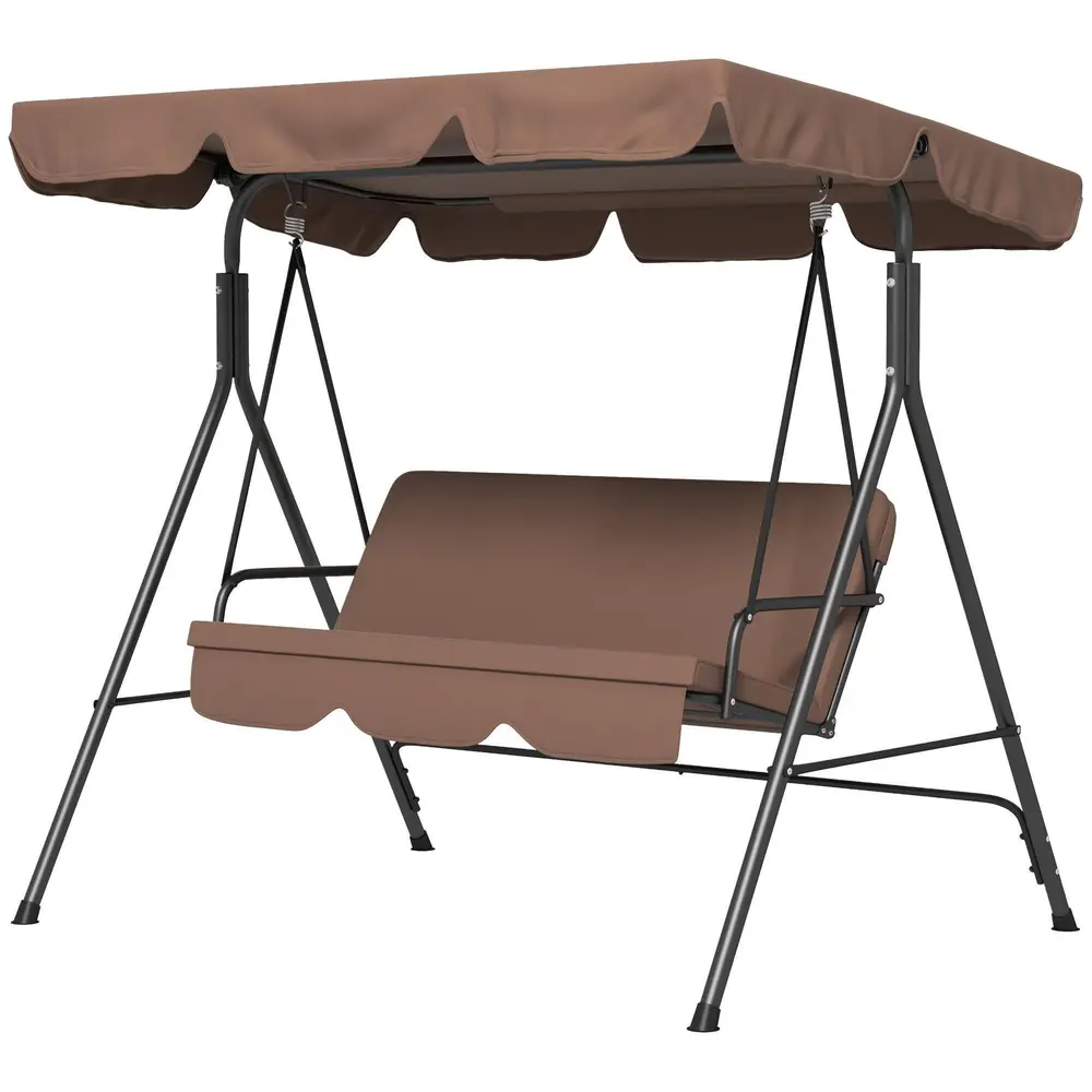 Hammock för Trädgård 3-Sits med Justerbart Tak, Brun