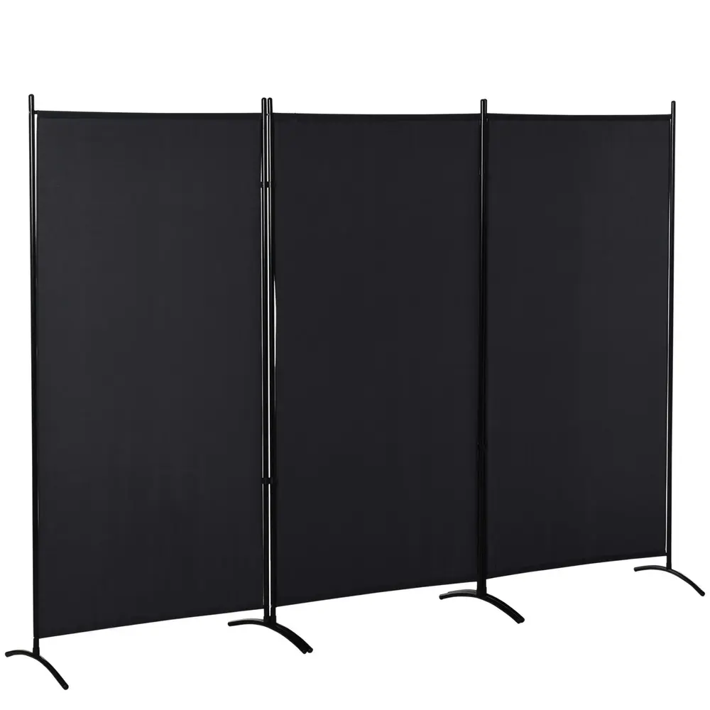 Rumsavdelare 3-panelers Sekretessskärm Metallram Svart