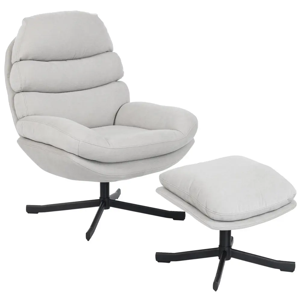 Relaxstol med Pall Fåtölj med Chenilletyg Modern TV-Stol