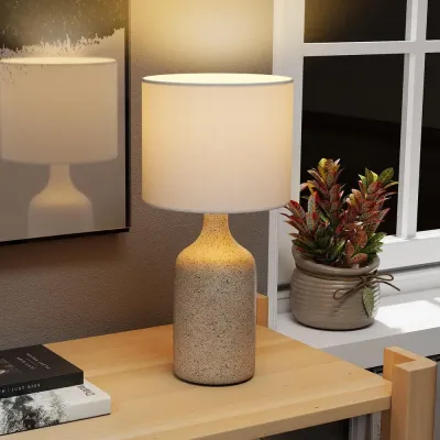 Bordslampa med Keramikfot och Textilskärm 45 cm, Sand