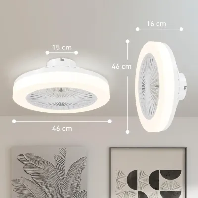 Takfläkt med LED-Lampa och Fjärrkontroll 6 Hastigheter