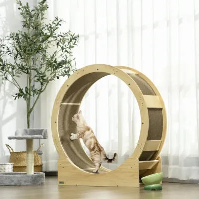 Katthjul Träningshjul Natur av Ek och Sisal 91 cm