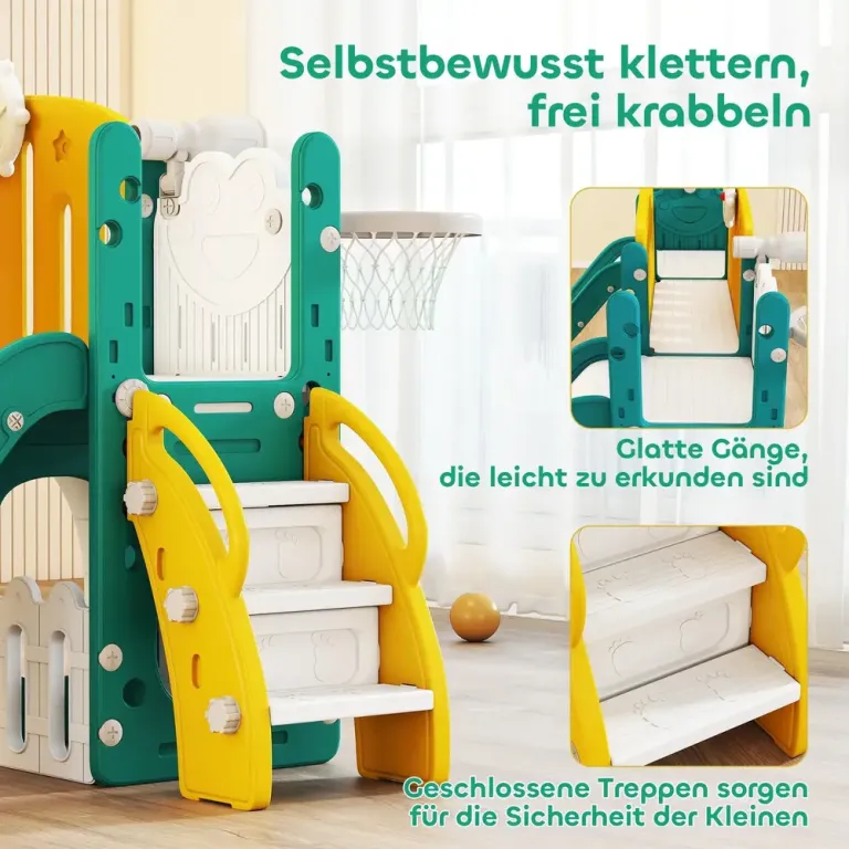 9-i-1 Rutschkana och Gungsats för Småbarn med Basketbåge Lekcenter