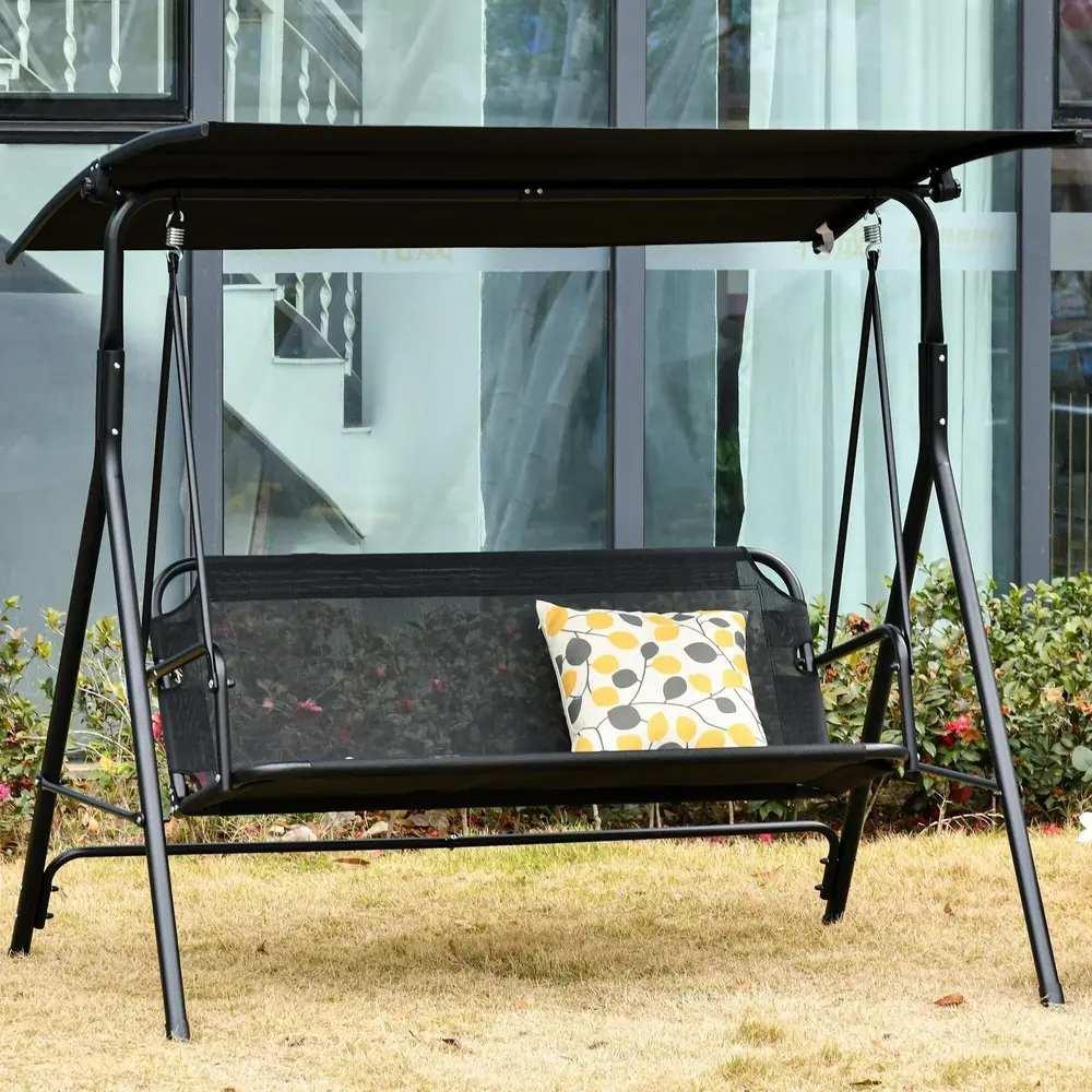 2-Sitsig Hammock Trädgårdsgunga i Stål Svart