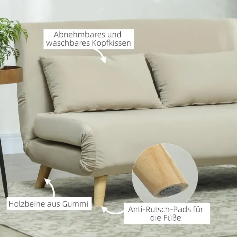 Bäddsoffa Soffa med Sovfunktion Beige 130 x 78 cm