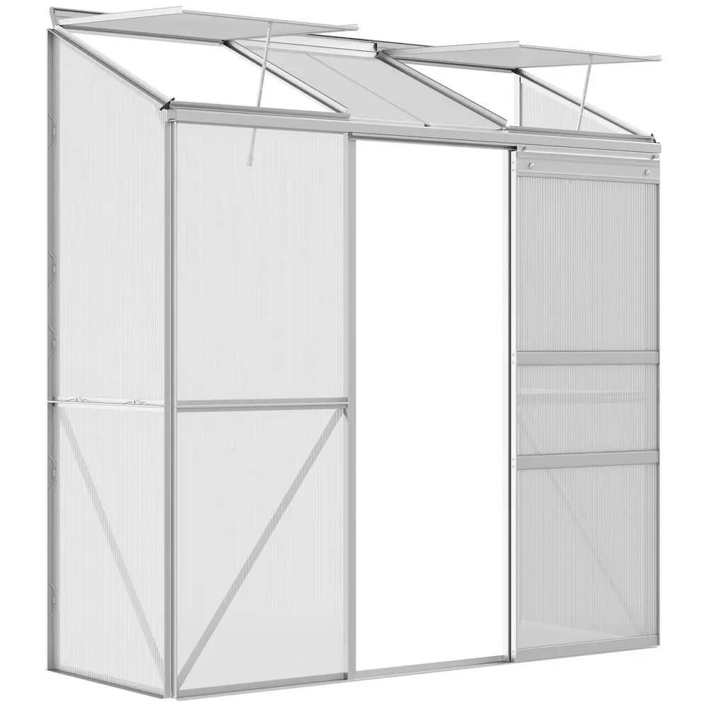 Väggväxthus med Skjutdörr och Takfönster 192 x 68 x 196 Cm