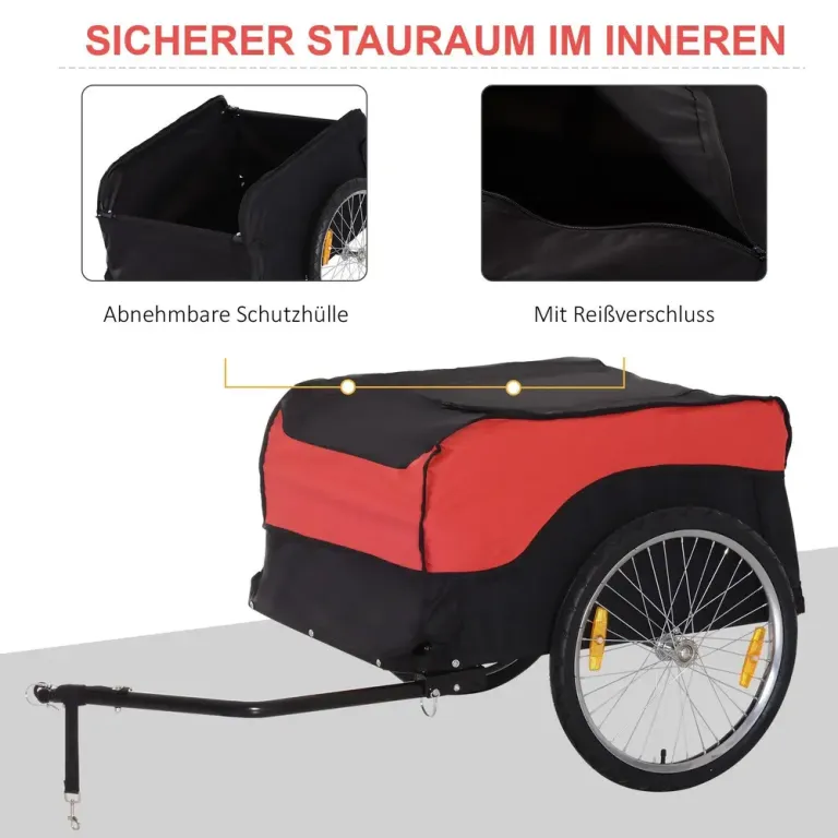 Hopfällbar Cykelvagn och Lastkärra, Röd/Svart