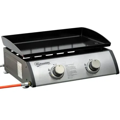 Bordsgrill Gasgrill Bbq Silver av Rostfritt Stål och Metall