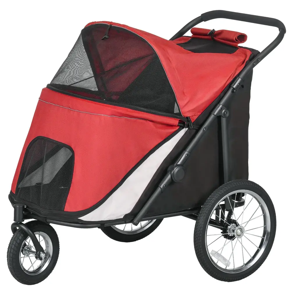 Hundvagn Dog Buggy Hopfällbar med Liggdyna och Stålram