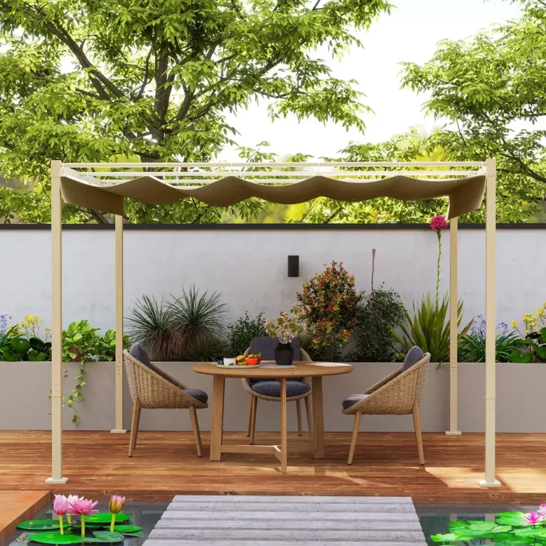 Pergola med Utdragbart Tak och UPF30+ Skydd 3 x 3 m