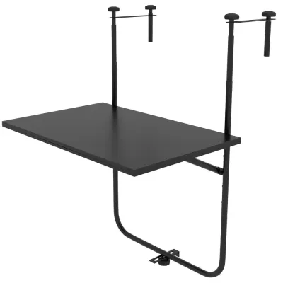 Balkongbord Hängbord Svart av Metall Fällbart 62 x 60 cm