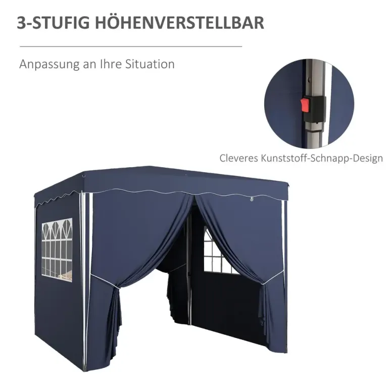 Lusthus Trädgårdstält Blå av Tyg och Metall 3 x 3 m
