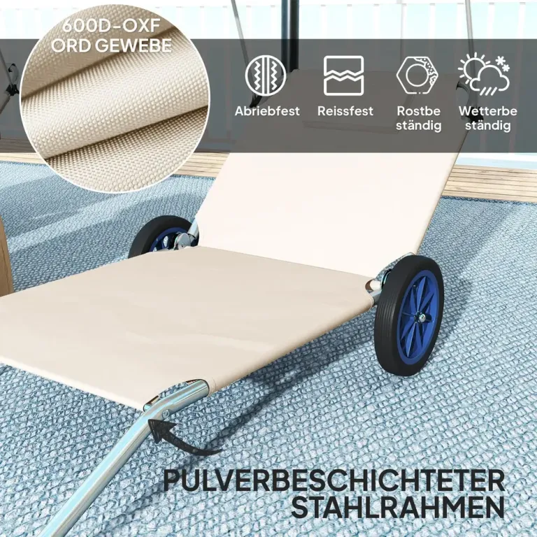 Solstol Trädgårdsstolar Set 2 Beige av Tyg Ve Metall Ve