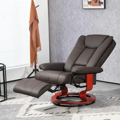 Relaxfåtölj med Liggfunktion Brun av Konstläder