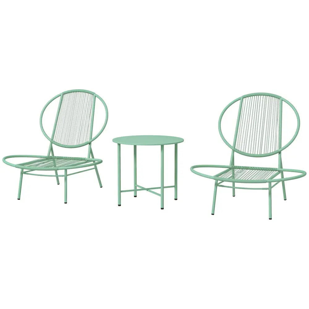 Bistroset Trädgårdsmöbler 3-Delar Grön av Stål Ve Terrass