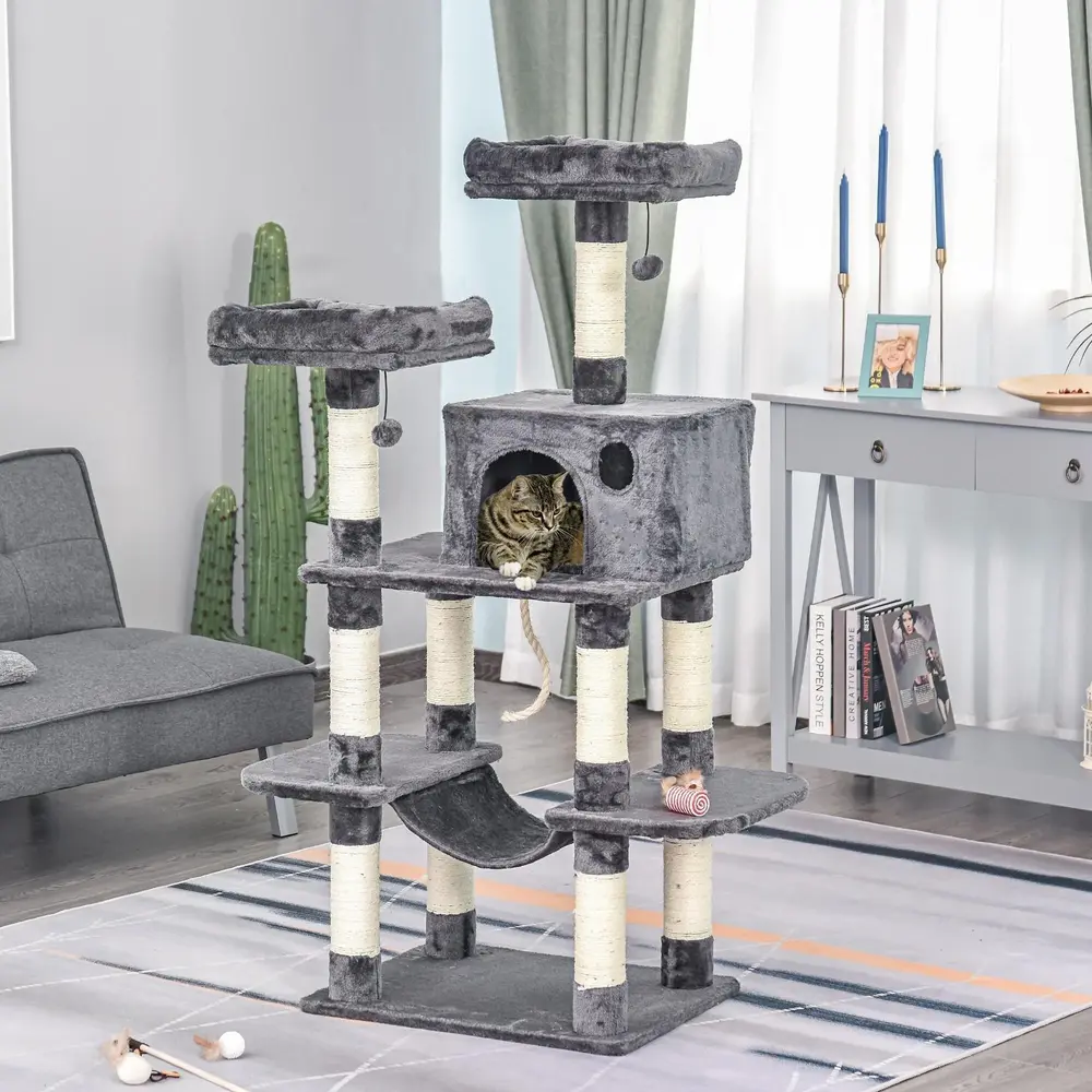 Skrapstolpe Kattträd med Väggrem Klätterträd 144 Cm