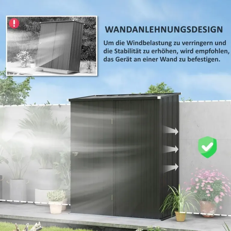 Redskapsbod Trädgårdsskjul Trädgårdsskåp Svart 161,5 x 94,5