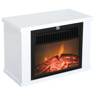 Elektrisk Kamin med LED-Flamma 1200 w, Vit