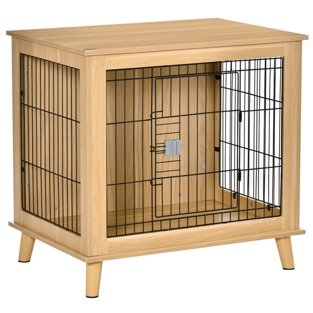 Hundbur i Trä med Upphöjd Botten Elegant 81 x 58,5 x 76 Cm