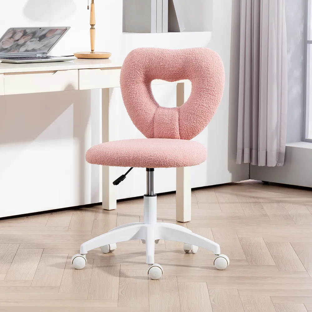 Kontorsstol Skrivbordsstol med Hjärtformat Ryggstöd Rosa