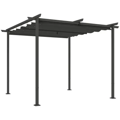 Pergola Trädgårdspaviljong med Tak Mörkgrå 3 x 3 m