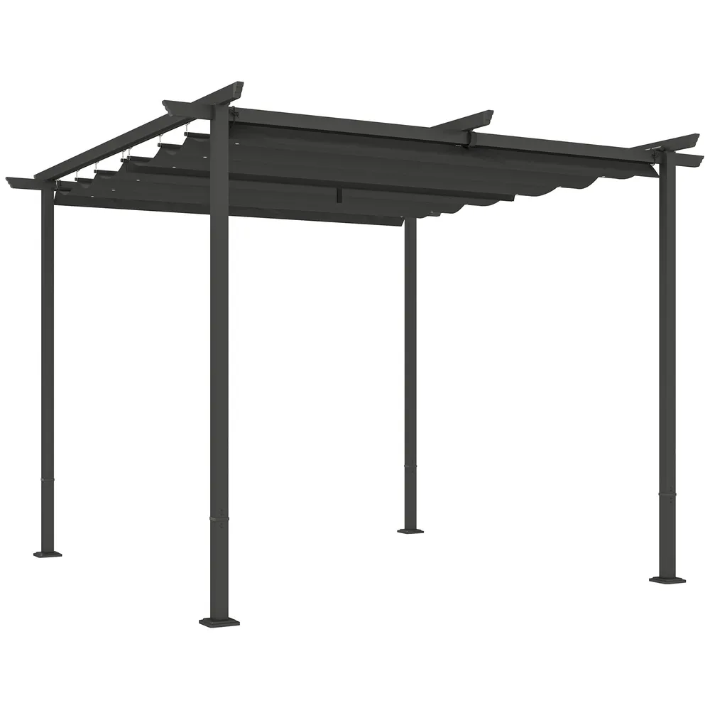 Pergola Trädgårdspaviljong med Tak Mörkgrå 3 x 3 M