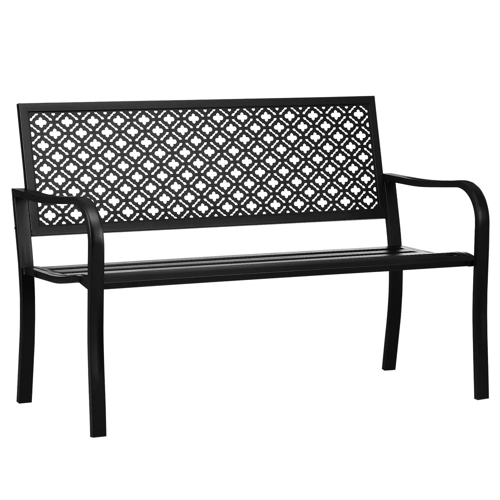 Trädgårdsbänk Parkbänk Svart av Stål 127 x 63 x 83 Cm