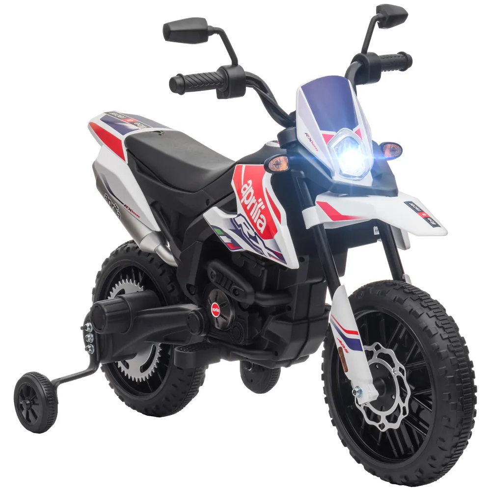 Elmotorcykel Barnmotorcykel 12V Fordon med Musik Vit