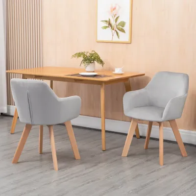 Matsalsstolar Köksstolar Set om 2 Grå av Tyg 54 x 57 x 80 cm
