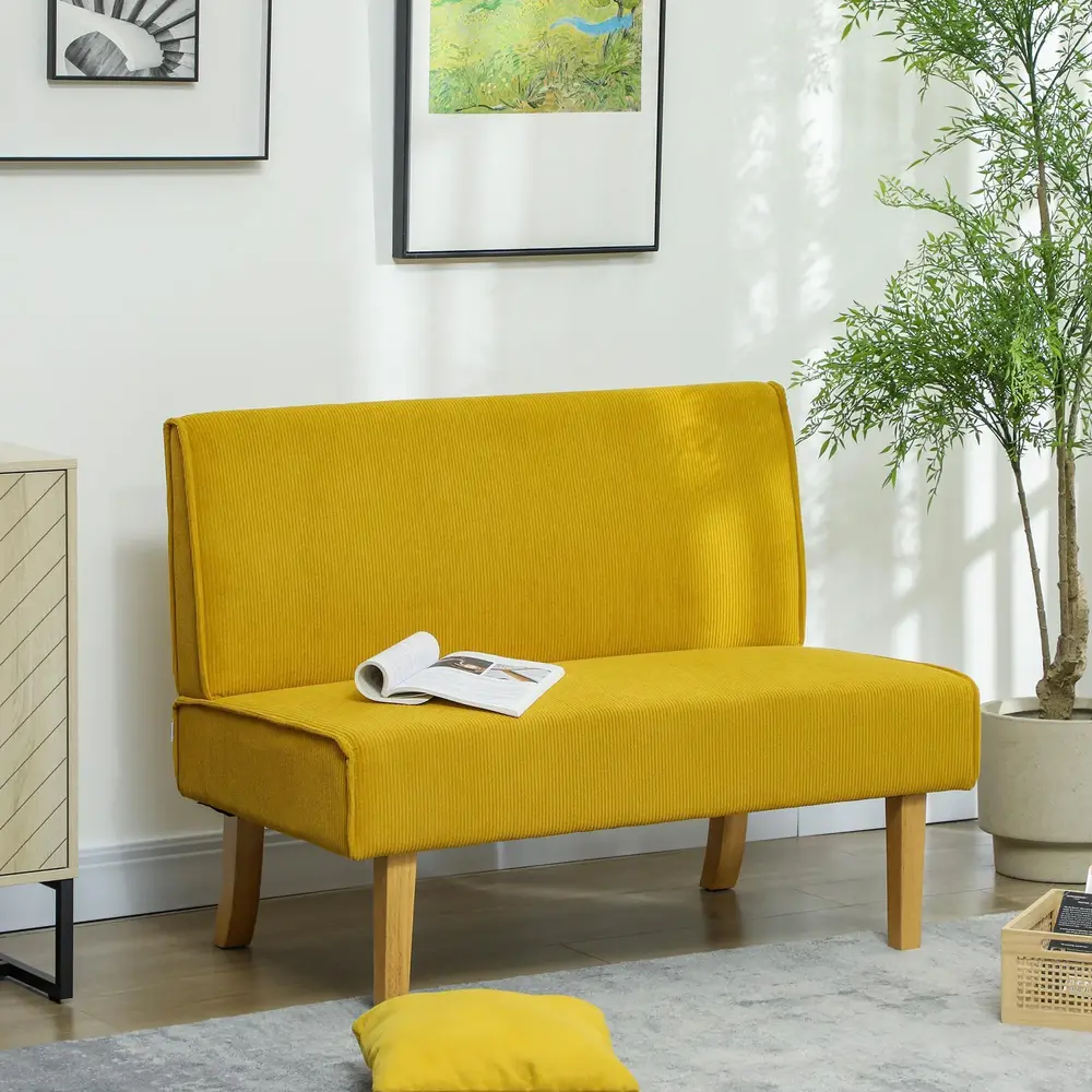 Soffa Loveseat Gul av Tyg 110 x 62 x 85 cm