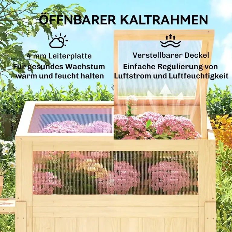 Växthus Odlingstunnel Polykarbonat för Trädgård Odlingslåda Naturträ