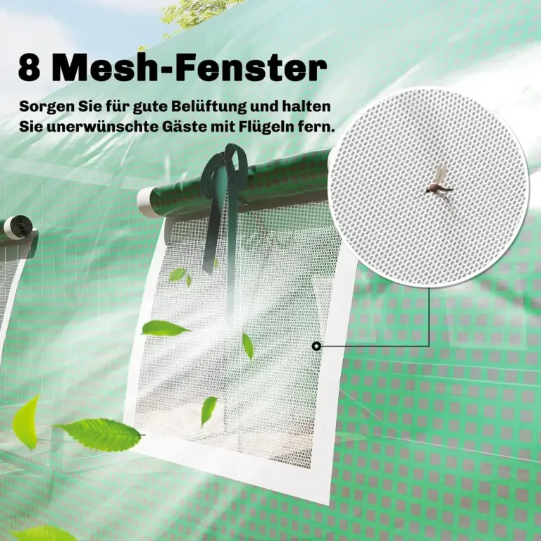 Växthus Tunnel Grön Pe-plast och Stål Folieväxthus Rullbar