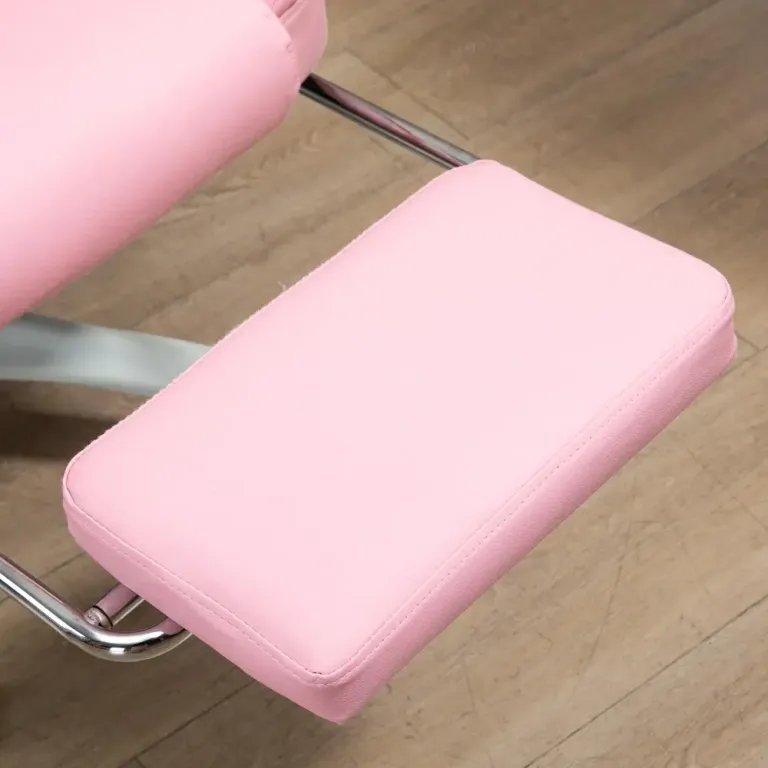Ergonomisk Kontorsstol med Fotstöd Rosa Läder Justerbart Ryggstöd