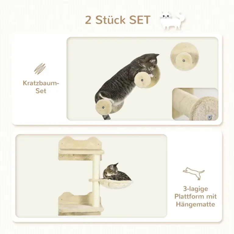 Klösträd med Klättervägg och Hängmatta Mångsidig Klösmöbel Katthylla
